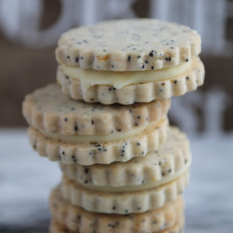 Fresh Lemon + Poppy Shortbread Sandwich - Flour & Oats Artisan Cookies