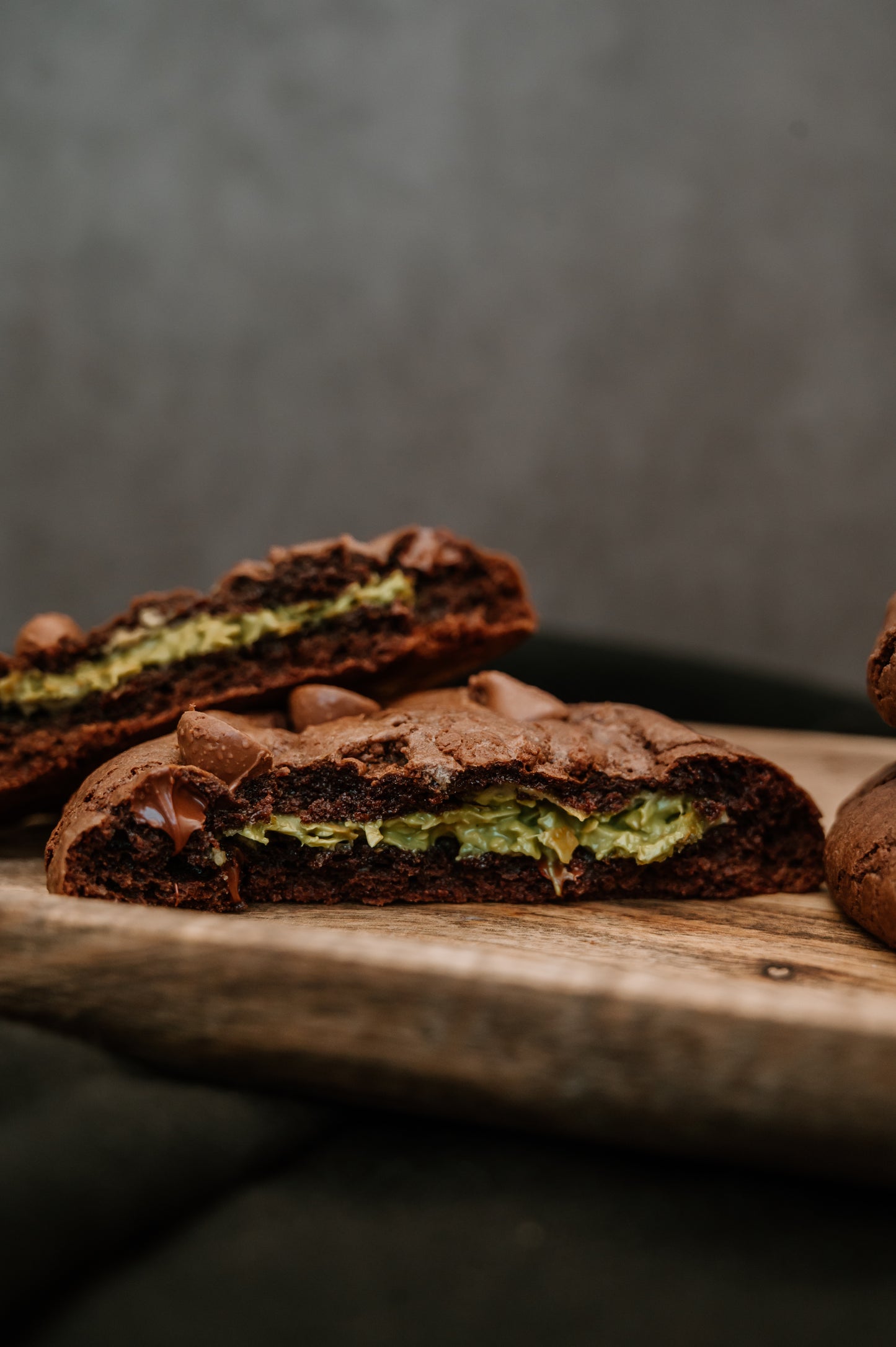 Pistachio Stuffed Chocolate Cookies