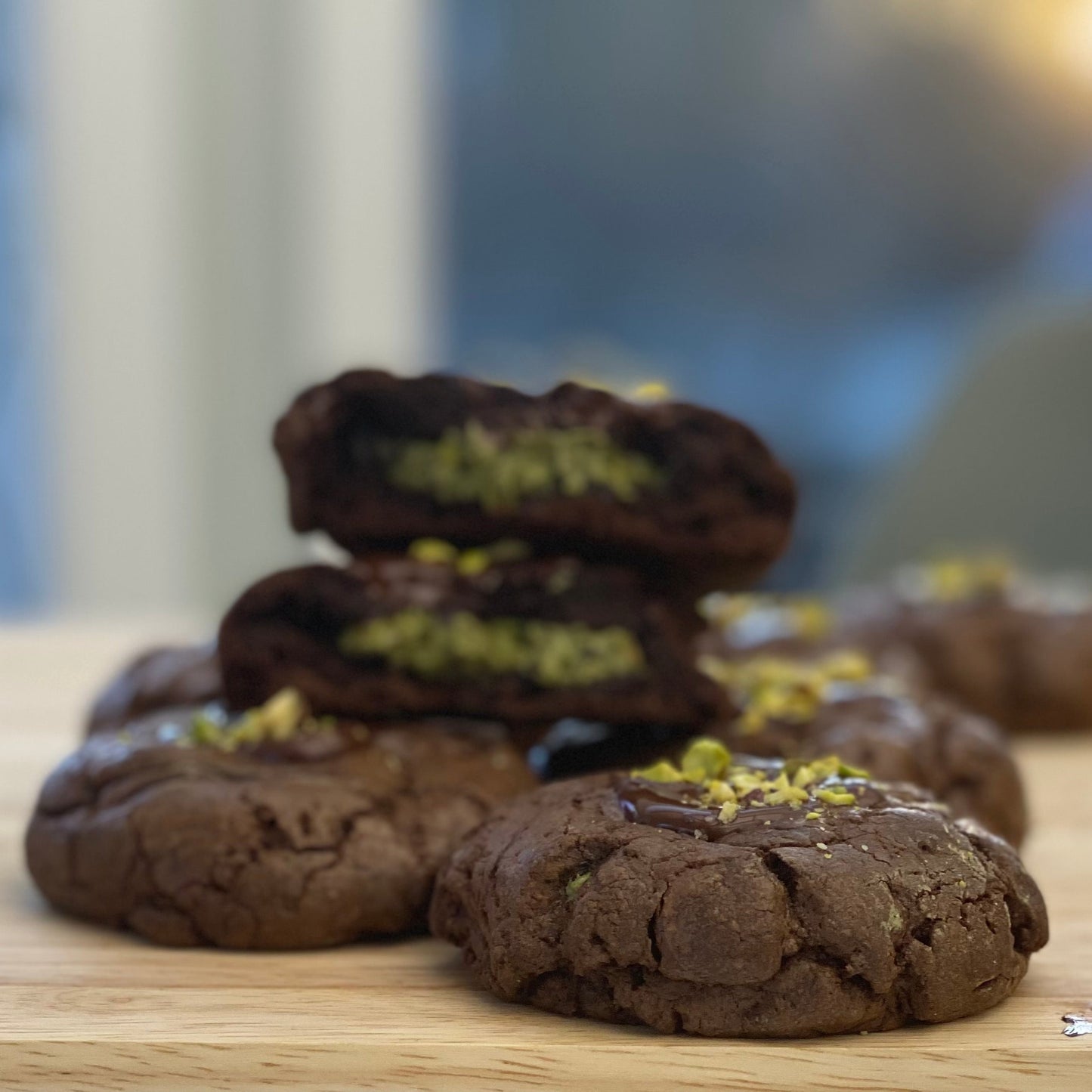 Pistachio Stuffed Chocolate Cookies