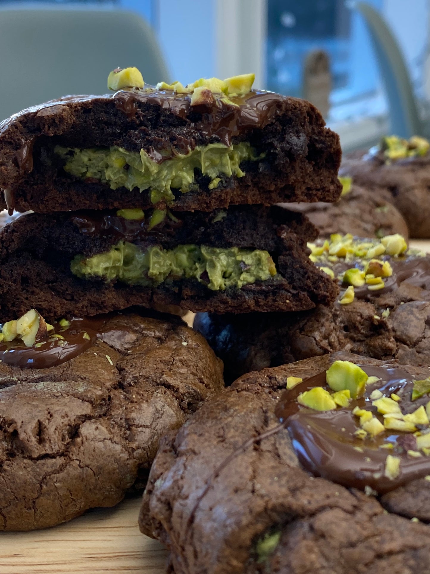 Pistachio Stuffed Chocolate Cookies